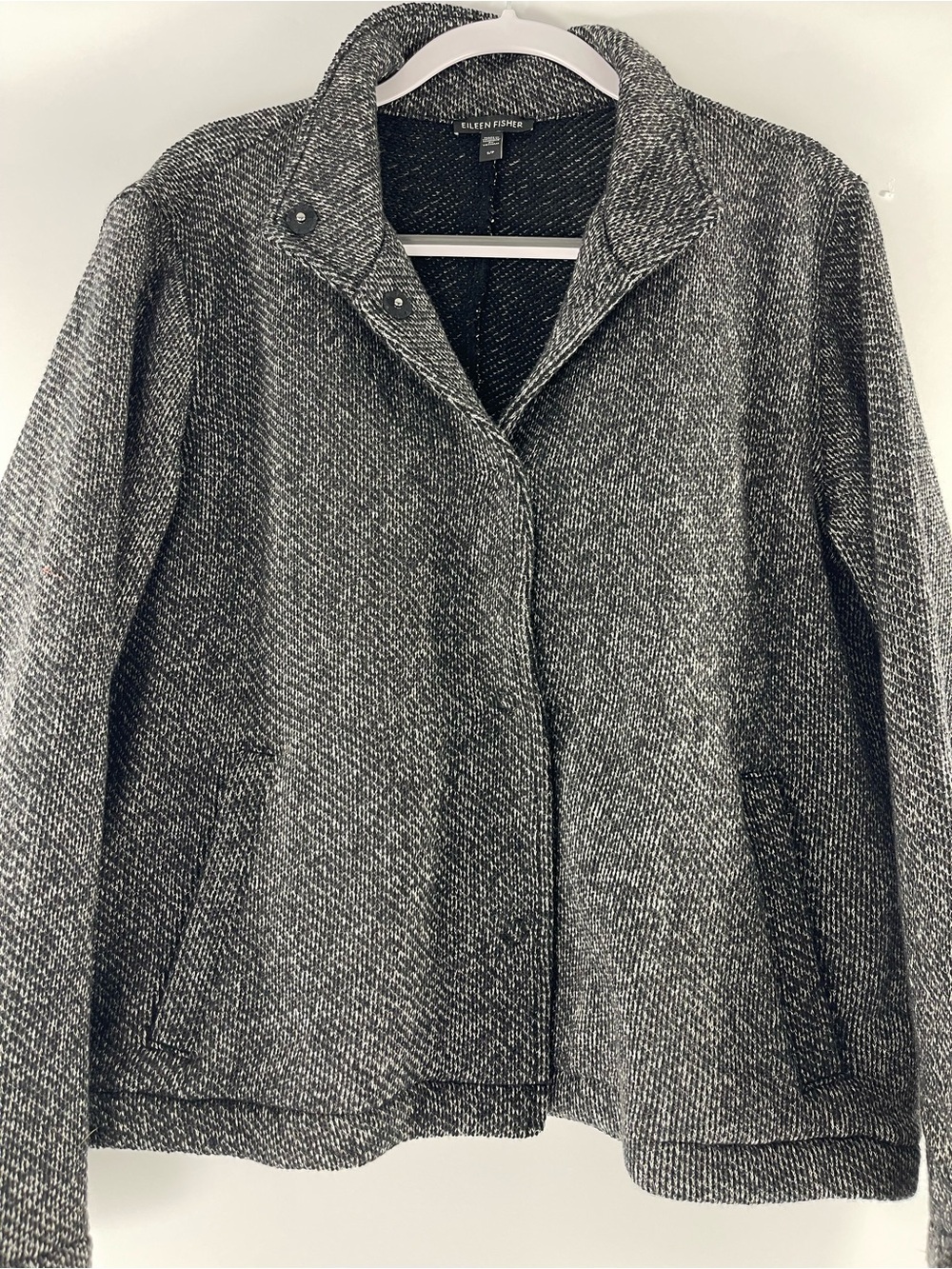 Eileen Fisher Organic Cotton Terry Stand Button Front Collar Small Jacket - Picture 3 of 10